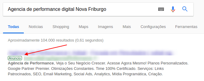 Exemplo de Anúncio do Google