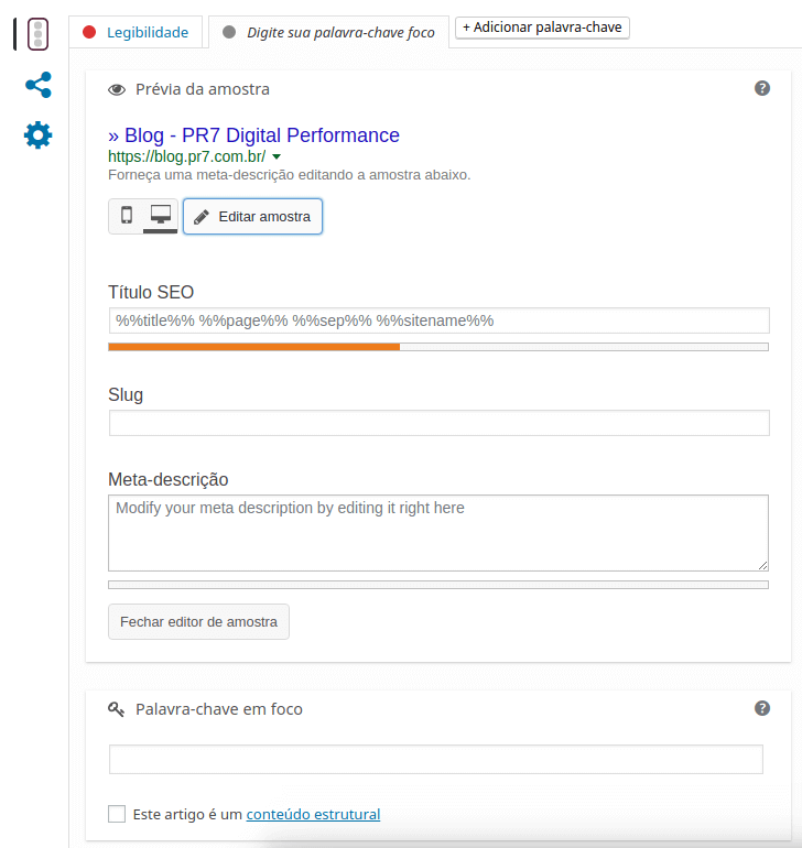 Critério de Analise Yoast